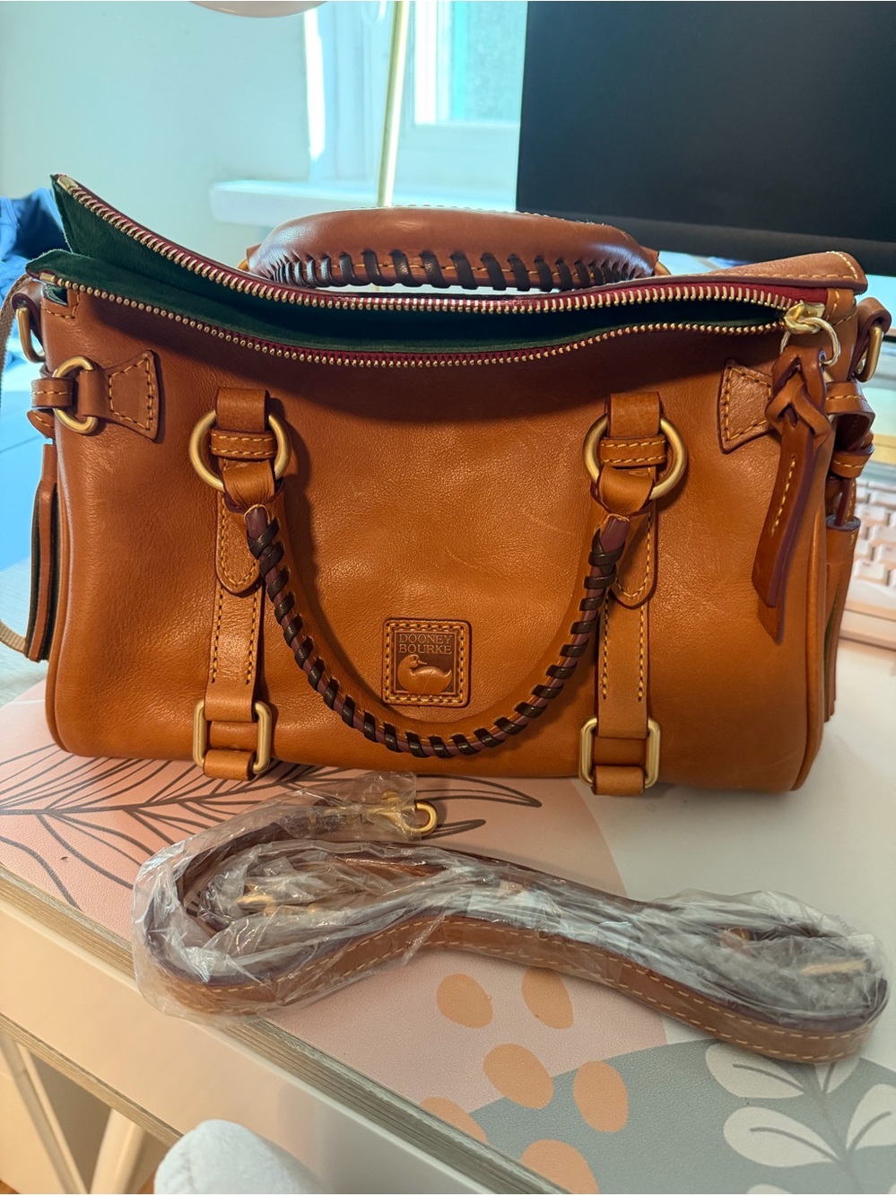 Dooney and Bourke Florentine Mini Satchel Natural with dust bag